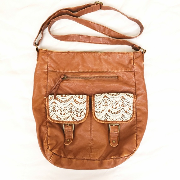 Mossimo Supply Co. Handbags - Brown Boho Lace Detail Over the Shoulder Bag
